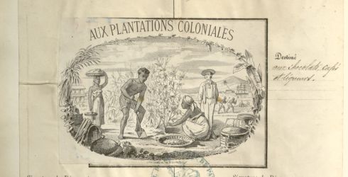 Tribunal de commerce de la Seine : dpt de la marque  Aux plantations coloniales  par Gustave Guignard, ngociant, 22 fvrier 1878. Archives de Paris, D17U3 20.