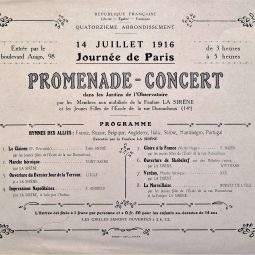 Concert donn  Paris dans le 14e arrondissement pour le 14 juillet 1916. Archives de Paris, VD6 2104.
