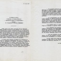Lettre du prfet de Paris au cabinet du Premier ministre, 22 aot 1969. Archives de Paris, PEROTIN/101/77/1 40.