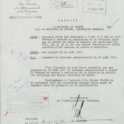 Rapport du directeur de l'administration gnrale au prfet de Paris au sujet de l'Union des Champeaux, 26 aot 1971. Archives de Paris, PEROTIN/101/77/1 45.