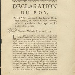 Dclaration du roi sur le lieu de mesure, vente et achat des bls et farines. Archives de Paris, D5Z 9.