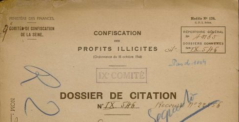 Dossier n°546 de citation de confiscation des profits illicites de Jean-François Lefranc, marchand d'art, 1949. Archives de Paris, 118W 75.