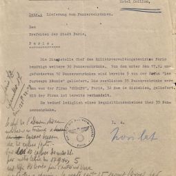 Lettre de rquisition de coffres-forts pour l'htel Crillon (8e). Archives de Paris, PEROTIN/6096/70/1/951