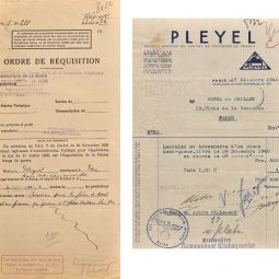 Ordre de rquisition d'un piano pour les ftes de Nol  l'htel Crillon (8e). Archives de Paris, PEROTIN/6096/70/1/951 1
