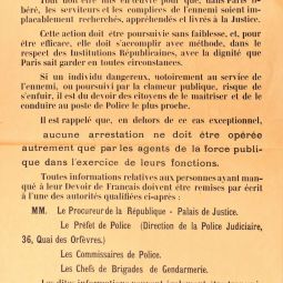 Annonce du prfet de police sur l'puration. Archives de Paris, D38Z 6. 