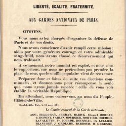 Adresse du Comit central de la garde nationale aux gardes nationaux, 19 mars 1871. Archives de Paris, ATLAS 527.