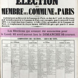 Avis d’lections complmentaires dans le 8e arrondissement, Avril 1871. Archives de Paris, ATLAS 528.