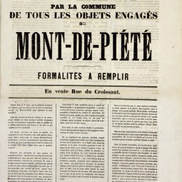 Projet de dcret sur la restitution gratuite des objets engags au Mont-de-Pit, avril 1871. Archives de Paris, ATLAS 529.