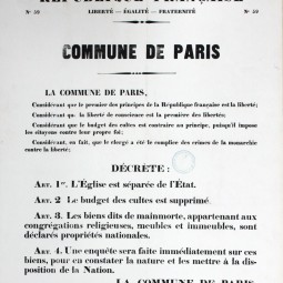 Dcret sur la sparation de l’glise et de l’tat, 3 avril 1871. Archives de Paris, ATLAS 528.
