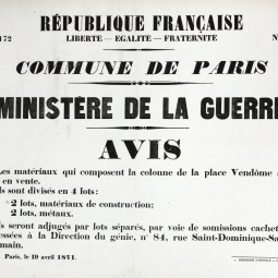 Avis de vente des matriaux de la colonne Vendme, 19 avril 1871. Archives de Paris, ATLAS 529.