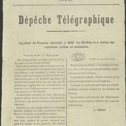 Dpche d’Adolphe Thiers annonant la chute de la Commune, 25 mai 1871. Archives de Paris, 7AZ 5.