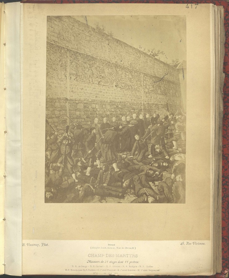 Photomontage du massacre de la rue Haxo, vers 1871. Archives de Paris, D1Z 55.