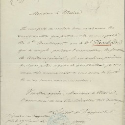 Demande d’enqute sur Lon Jacob, secrtaire gnral  la mairie du 3e arrondissement pendant la Commune, 12 aot 1872. Archives de Paris, VD6 1119.