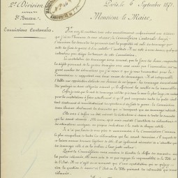 Circulaire du prfet de la Seine sur les commissions des dommages, 6 septembre 1871. Archives de Paris, VD6 1119.