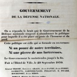 Affiche du 20 septembre 1870. Archives de Paris, ATLAS 509 (affiche n135)