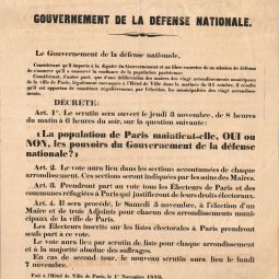 Affiche du plbiscite du 3 novembre, 1er novembre 1870. Archives de Paris, VD6 978. 