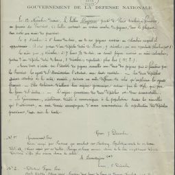 Communiqu du gouvernement de la dfense nationale concernant le Daguerre, ayant quitt Paris le 12 novembre 1870, dcembre 1870. Archives de Paris, VD6 971.