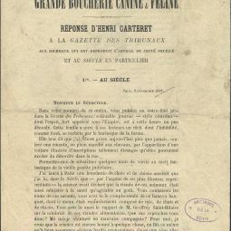  Grande boucherie canine et fline , rponse d’Henri Carteret  la Gazette des tribunaux. 9 dcembre 1870, collection Saffroy. Archives de Paris, D30Z 1.