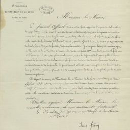 Lettre de Jules Ferry, membre dlgu du gouvernement dlgu  la mairie de Paris, au maire du 7e arrondissement, 28 dcembre 1870. Archives de Paris, VD6 1566.