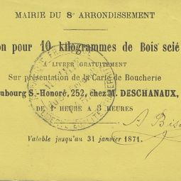 Bon pour du bois manant de la mairie du 8e arrondissement, 1871. Archives de Paris, VD6 1591. 