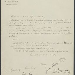 Cabinet du ministre de l’Intrieur, avant-projet de dcret pour la suppression des clubs politiques, 22 janvier 1871. Archives de Paris, D1J 1 dossier 20.