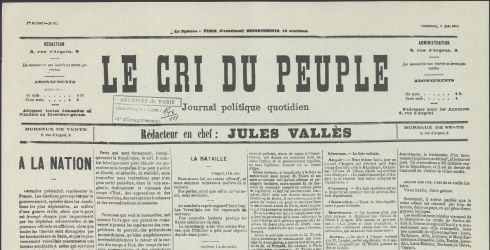  Le Cri du peuple ; la Commune au jour le jour , Jules Valls, Andr Rossel-Kirschen et Max-Pol Fouchet, 1968, ditions Les Yeux Ouverts. Archives de Paris, PER11BIS 1.