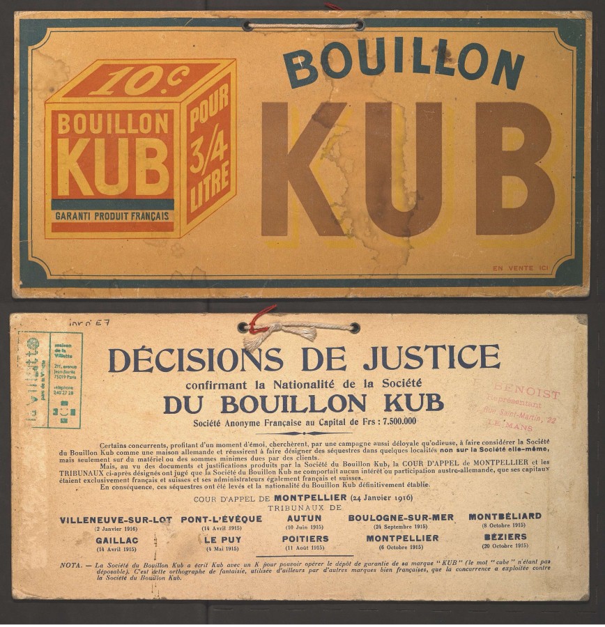 Carton publicitaire pour la marque Bouillon Kub. Archives de Paris, 16Fi 3.