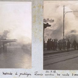 Photographies des essais de fumignes pour protger Paris. 9Fi 9.