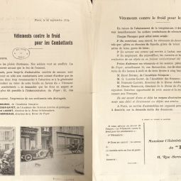 Collecte de vêtements contre le froid pour les combattants, 1914. Archvies de Paris, D18Z 2.