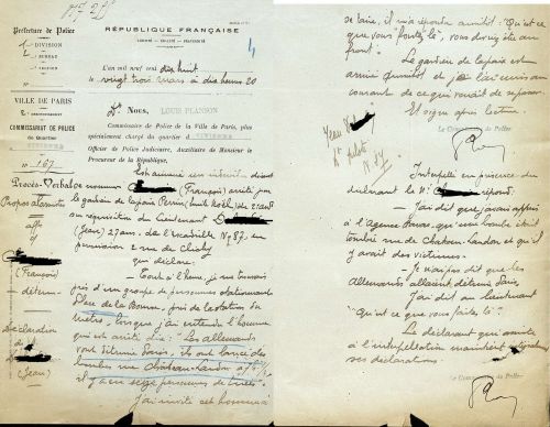 Jugement d'un parisien pour "propos alarmistes", 1918. Archives de Paris, D2U6 203