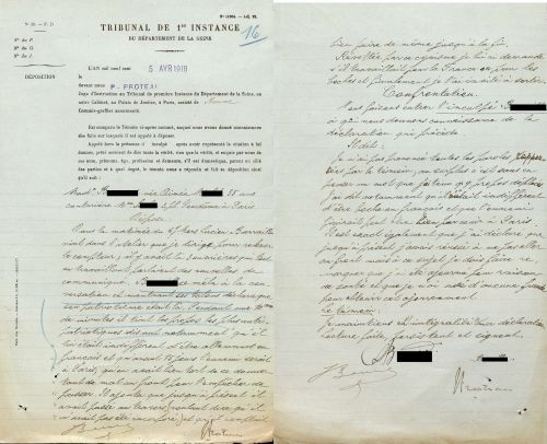 Jugement d'un jeune Parisien pour "propos alarmistes", 1918. Archvies de Paris, D2U6 203