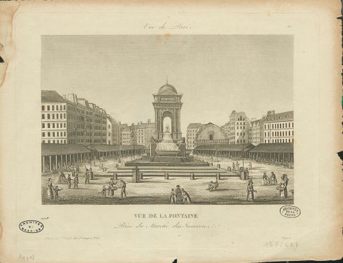 Vue de la fontaine prise du march des Innocents. Archives de Paris, 15Fi 627.