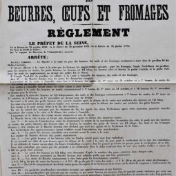 Règlement sur la vente en gros des beurres, ½ufs et fromages, 25 mars 1878. Archives de Paris, 1338W 2052.