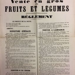 Règlement de la vente en gros des fruits et légumes aux Halles centrales, 25 mars 1878. Archives de Paris, 1338W 2052.
