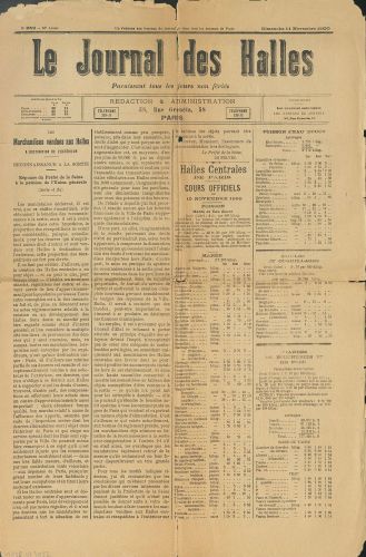 Le journal des Halles, 11 novembre 1900. Archives de Paris, 1338W 2052.