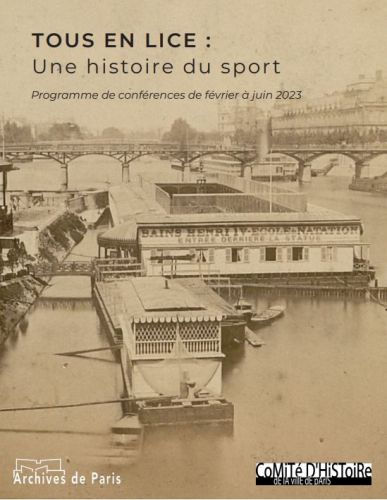 Les bains Henri IV - Ecole de natation, près du square du Vert-Galant. Tirage sur papier albuminé, vers 1880. Archives de Paris, 11Fi 2160 (détail).