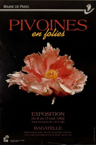 Affiche de l’exposition « Pivoines en folies » à Bagatelle, du 8 au 17 mai 1992, Archives de Paris, 13Fi 2704. 