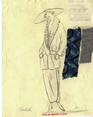 Modle de costume  Carlotta  dpos le 17 aot 1922, dpt n T6212, modle n3. Archives de Paris, D12U10 407.