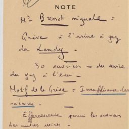 Note pour le cabinet du préfet concernant les ouvriers en grève à l'usine à gaz du Landy. Archives de Paris,  PEROTIN/1011/44/1/23 1. 