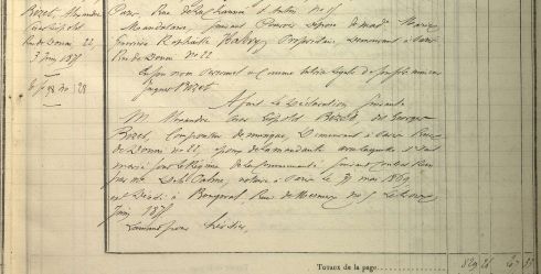 Dclaration de succession dAlexandre Csar Lopold Bizet, dit Gorges Bizet, enregistr le 1er dcembre 1875 par le 8e bureau des successions sous le n 1253. Archives de Paris, DQ7 12368.