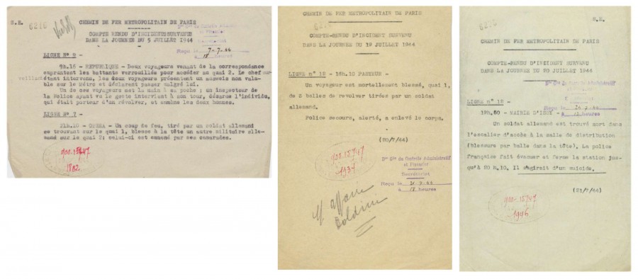 Incidents survenus dans le mtropolitain aprs juin 1944. Archives de Paris, PEROTIN/10331/56/1 33. 