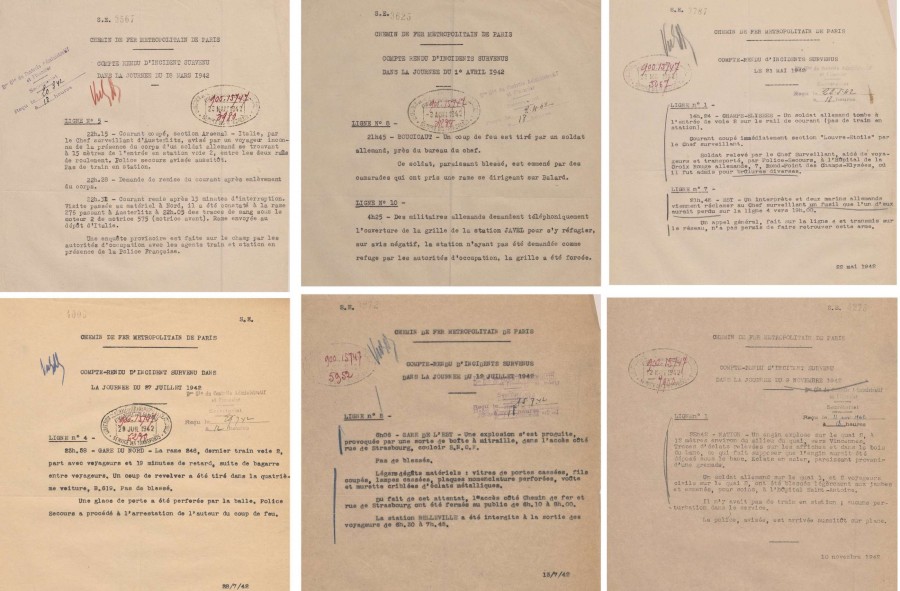 Incidents survenus dans le mtropolitain en 1942. Archives de Paris, PEROTIN/10331/56/1 33. 