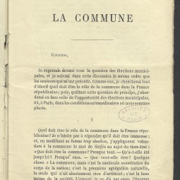 « La Commune », discours prononcé par le pasteur Eugène Bersier au club de la porte Saint-Martin, 24 octobre 1870. Archives de Paris, DE1 BERSIER 1.