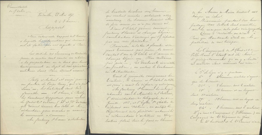 Rapport du commissariat de police de Versailles, 23 mai 1871. Archives de Paris, 1AZ 18.