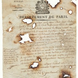 Document sauvé de l’incendie de l’Hôtel de Ville, 1795. Archives de Paris, 10AZ 353 dossier 10.