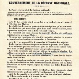Affiche pour l’élection municipale des 5 et 7 novembre, 4 novembre 1870. Archives de Paris, VD6 979.