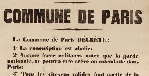 Affiche du gouvernement communal sur la conscription, 29 mars 1871. Archives de Paris, ATLAS 527.