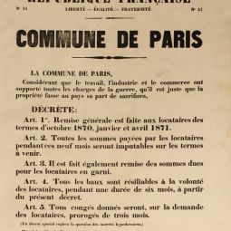 Décret de la Commune sur les loyers, 29 mars 1871. Archives de Paris, ATLAS 527. 
