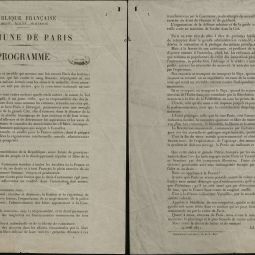 Commune de Paris, programme, 19 avril 1871. Archives de Paris, VD3 9. 