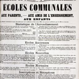 Affiche de la mairie du 8e arrondissement sur la scolarisation, 26 avril 1871. Archives de Paris, ATLAS 529. 